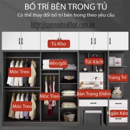 Tủ quần áo cánh lùa (cửa trượt) DoHome HD212-5