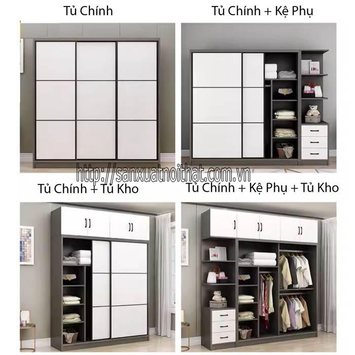 Tủ quần áo cánh lùa (cửa trượt) DoHome HD212-11
