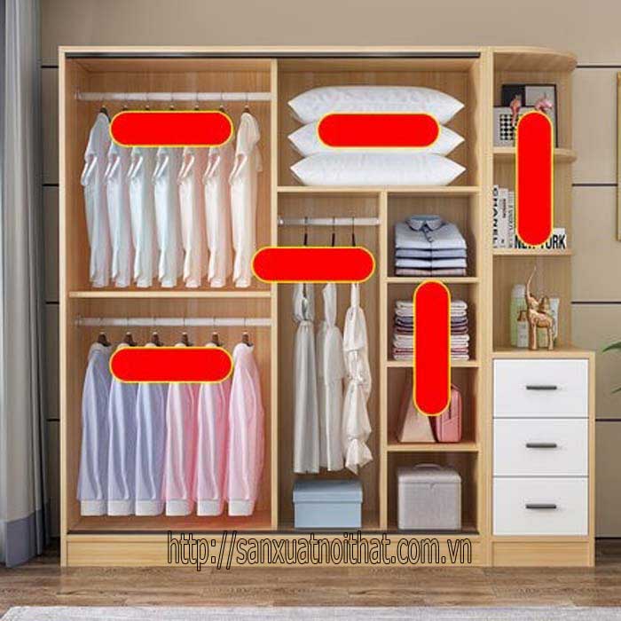 Tủ quần áo cánh lùa HD203-2